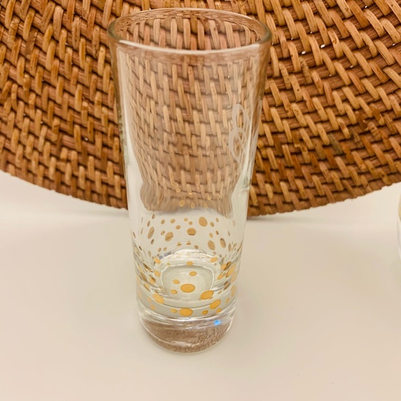 Bailey's  22k Gold Dot Confetti Etched Glasses and shot glass Set - Picture 4 of 4